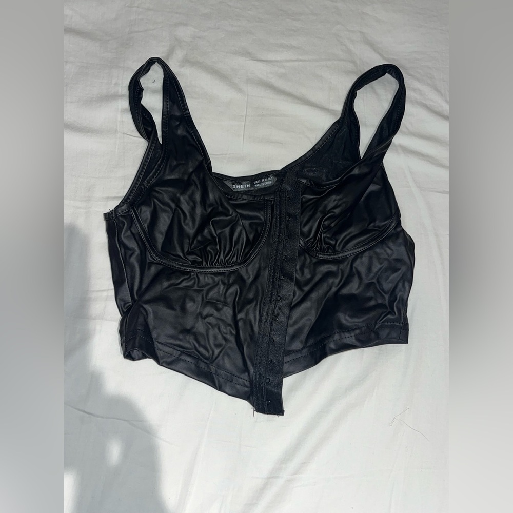 Faux leather crop top